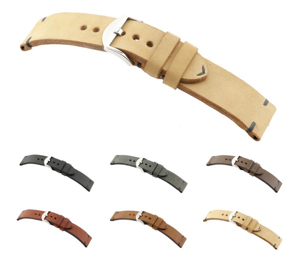 RIOS1931 Cow Leather Watch Band "Sullivan", 20-24 mm, 6 colors, new!