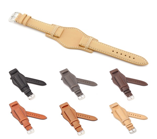 RIOS1931 Uhrenarmband Juchtenleder "Tula", 18-22 mm, 4 Farben, neu!