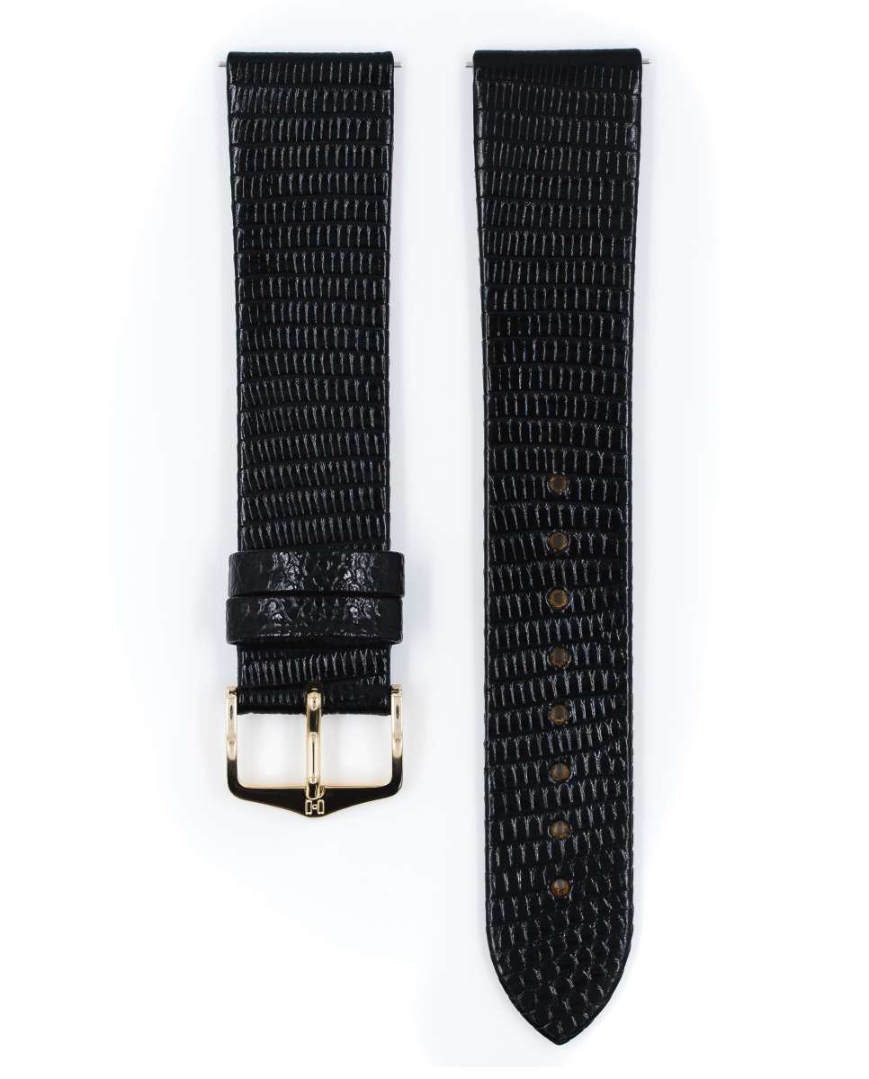 Echt Haifisch Uhrenarmband Modell Poseidon-XL Schwarz 18 Mm, XL