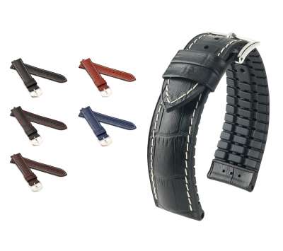 HIRSCH Tiger Performance Uhrenarmband 22 Mm – Schwarz, Wasserdicht, Mit Quick-Release (Leder/Kautschuk)